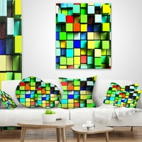 Designart Renkli 3D Küp Duvar Tasarımı - Çağdaş Kırlent - 16x16