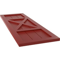 Ekena Millwork 15 W 69 H Gerçek Fit PVC Merkezi X-Board Çiftlik Evi Sabit Montajlı Panjurlar, Yangın Kırmızısı
