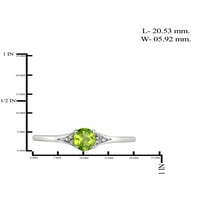 Jewellersclub Peridot Değerli Taş Yüzük Birthstone Takı – Beyaz Pırlanta Aksanlı Gümüş Yüzük Takı - Hipoalerjenik