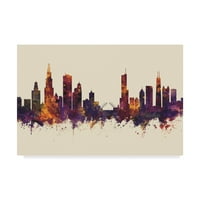Ticari Marka Güzel Sanatlar 'Chicago Illinois Skyline Dark III' Michael Tompsett'in Tuval Sanatı