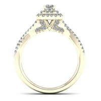 1 2ct TDW Prenses Kesim Pırlanta 10 K Sarı Altın Büküm Shank Nişan Yüzüğü
