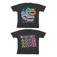 PlayStation Boys Çok Renkli Logo Grafik Tişörtler 2'li Paket, 4-18 Beden