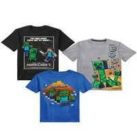 Minecraft Erkek Çocuk Kısa Kollu Grafikli Tişört Paketi, 4-18 Beden