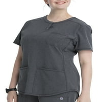 Scrubstar kadın Yüce Streç Antimikrobiyal Heather V Yaka Placket Fırçalama Üst WM01T909