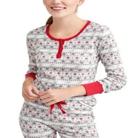Aile Pijamaları Aile Uyku Fairisle Pamuklu Dar Kesim Pijama, 2 Parça Set