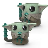 Yıldız Savaşları Mandaloryalı Chibi oz. 3D Heykel Seramik Kaşıklı kupa, Çocuk, 2 parçalı Set