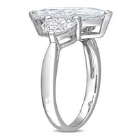 2 Karat T.G.W. markiz Kesim Oluşturulan Beyaz Mozanit Gümüş Üç Taş Nişan Yüzüğü
