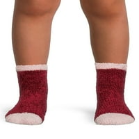 Wonder Nation Yürümeye Başlayan Peluş Üst ve Joggers Pijama Takımı Çoraplı, 3'lü, Beden 12M-5T