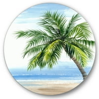 Designart 'Plajda Palmiye Ağacı' Deniz ve Kıyı Çemberi Metal Duvar Sanatı - 23'lü Disk