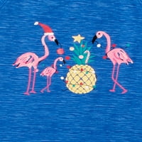 Eşleşen aile Noel pijama çocuklar Flamingo Frost 2 parçalı pijama takımı