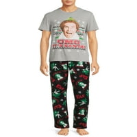 Elf Erkek Grafik Tişört ve Pantolon Pijama Takımı, 2 Parça