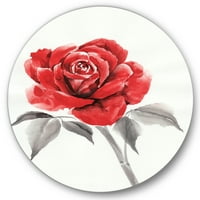 Designart 'Antik Kırmızı Gül Çiçek I' Geleneksel Daire Metal Duvar Sanatı- 11 Disk