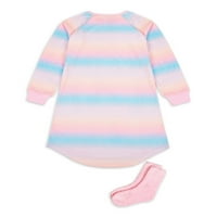 Jellifish Çocuk Kız Uzun Kollu Kadife Pijama Sleepshirt ile Çorap, Boyutları 4-16